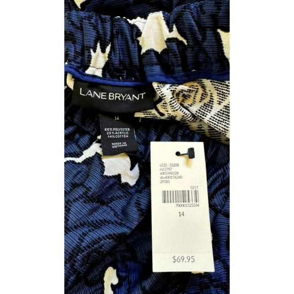 LANE BRYANT NAVY BLUE FLORAL BROCADE FULL SKIRT WITH POCKETS NWT SIZE 14 - Picture 11 of 11